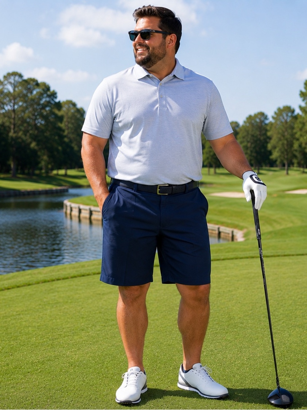 Pro Tour Golf Shorts Mens 40 Navy Stretch Performance Dad Golf